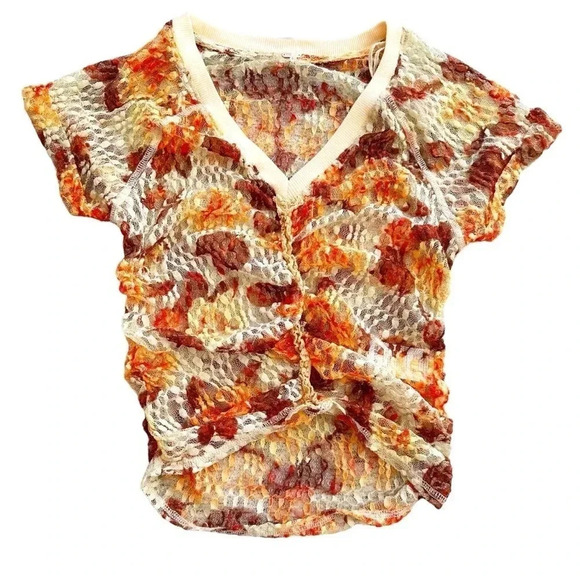 NWOT free people• Solana sheer ruched lace top size small - Picture 2 of 8